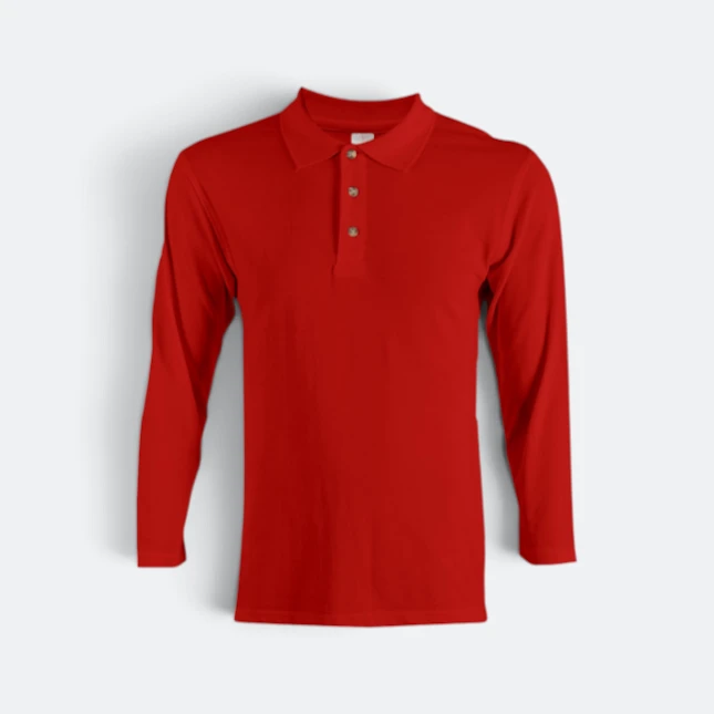 Hc09 honeycomb long sleeve cvc polo shirt red colour view