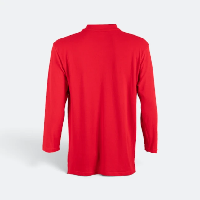 Hc09 honeycomb long sleeve cvc polo shirt red back view