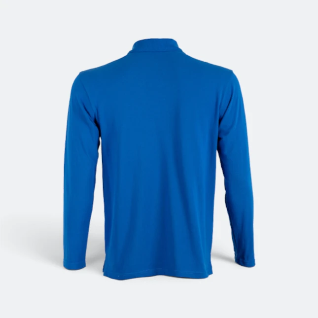 Hc09 honeycomb long sleeve cvc polo shirt royal back view