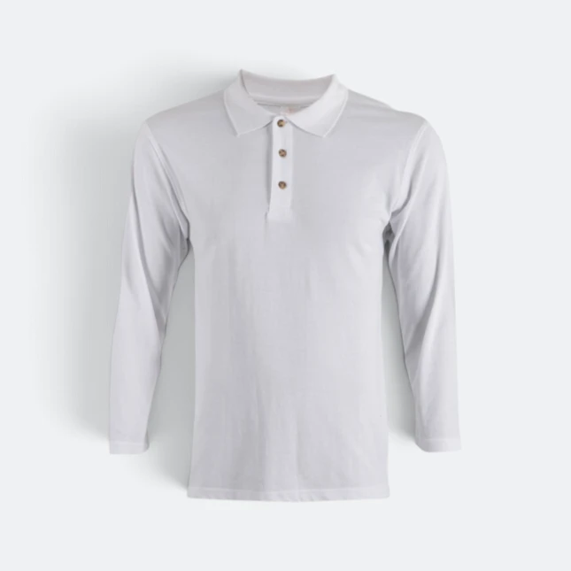 Hc09 honeycomb long sleeve cvc polo shirt white colour view