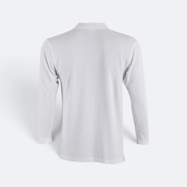 Hc09 honeycomb long sleeve cvc polo shirt white back view