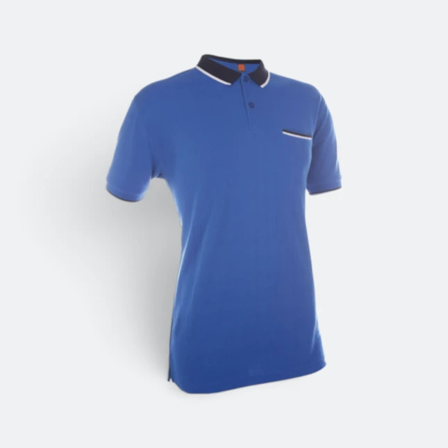 HC15 Honeycomb CVC Polo Shirt Tipped Collar with Hidden Pocket Royal-Navy-White Hc15 honeycomb cvc polo shirt tipped collar with hidden pocket royal-navy-white colour view