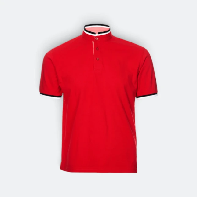 Hc23 honeycomb cvc stand collar polo shirt red-black-white colour view