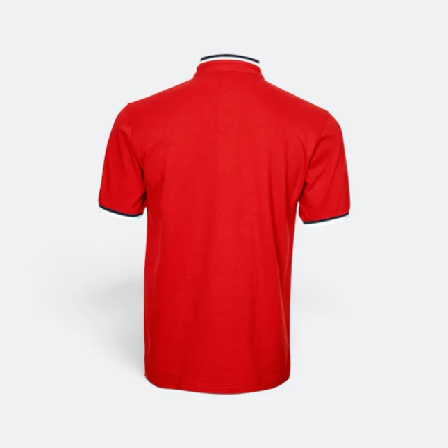 Hc23 honeycomb cvc stand collar polo shirt red-black-white back view