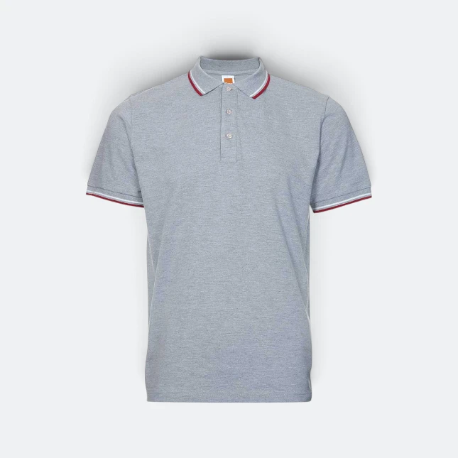 Hc24 honeycomb cvc polo shirt tipped collar and cuff ash grey colour view