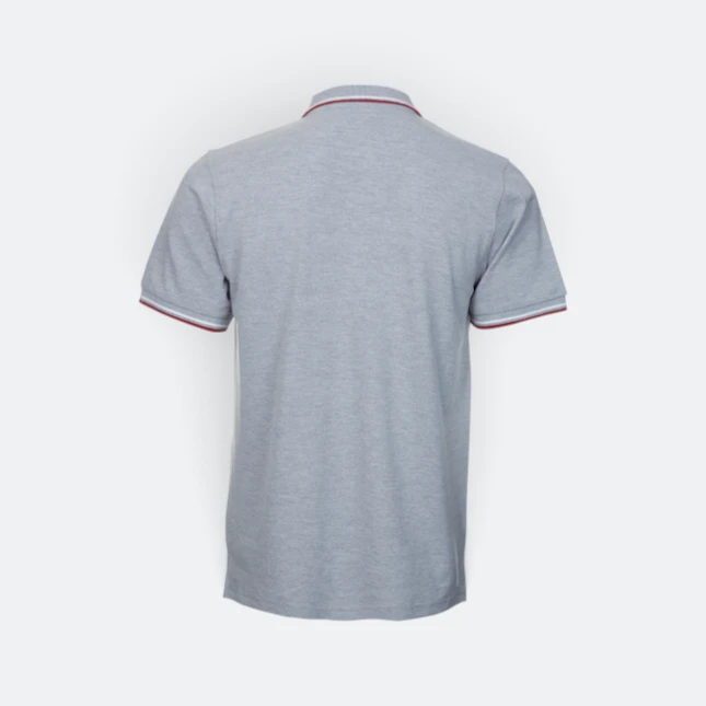 Hc24 honeycomb cvc polo shirt tipped collar and cuff ash grey back view