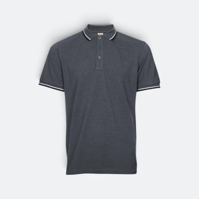 Hc24 honeycomb cvc polo shirt tipped collar and cuff dark grey melange colour view