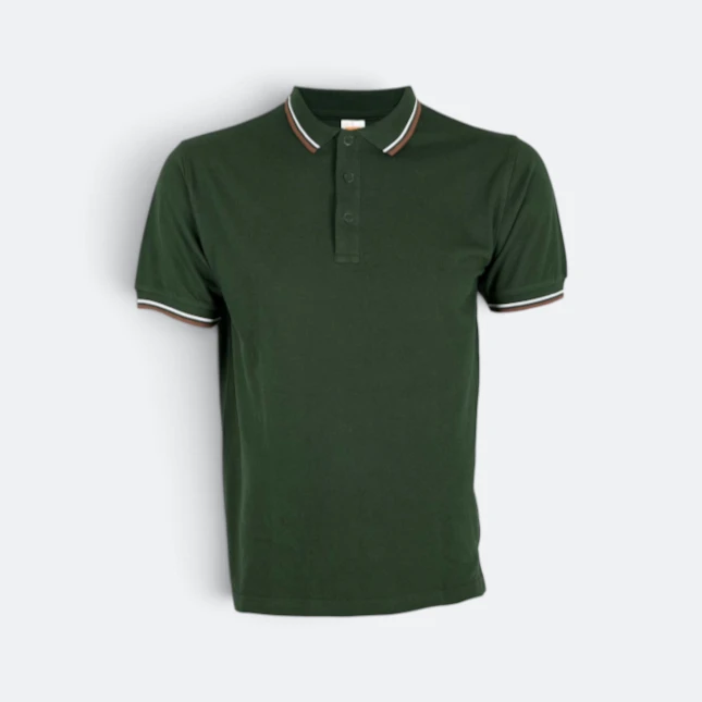Hc24 honeycomb cvc polo shirt tipped collar and cuff forest green colour view