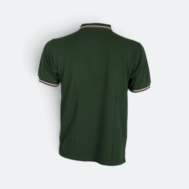 Hc24 honeycomb cvc polo shirt tipped collar and cuff forest green back view