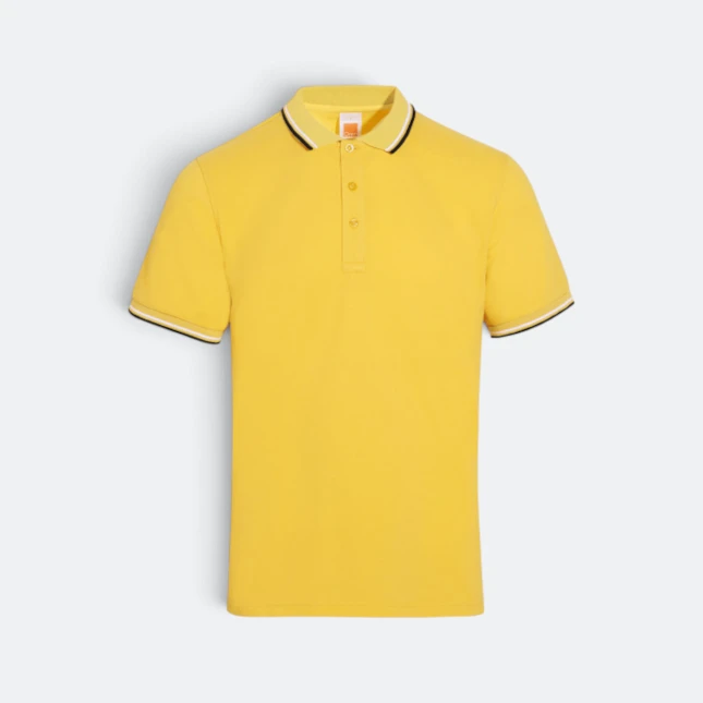 Hc24 honeycomb cvc polo shirt tipped collar and cuff golden yellow colour view