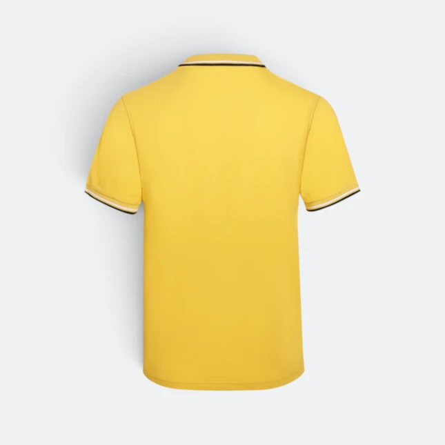 Hc24 honeycomb cvc polo shirt tipped collar and cuff golden yellow back view