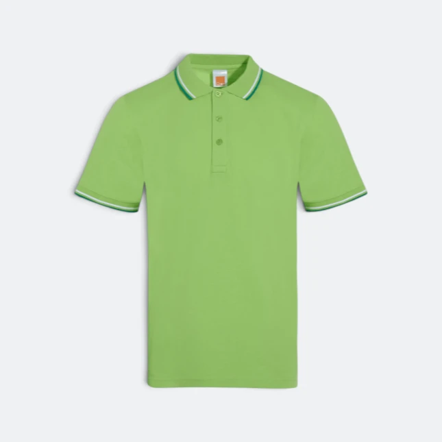 Hc24 honeycomb cvc polo shirt tipped collar and cuff lime green colour view