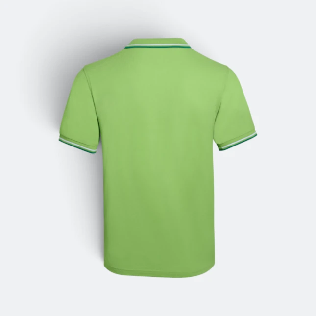 Hc24 honeycomb cvc polo shirt tipped collar and cuff lime green back view