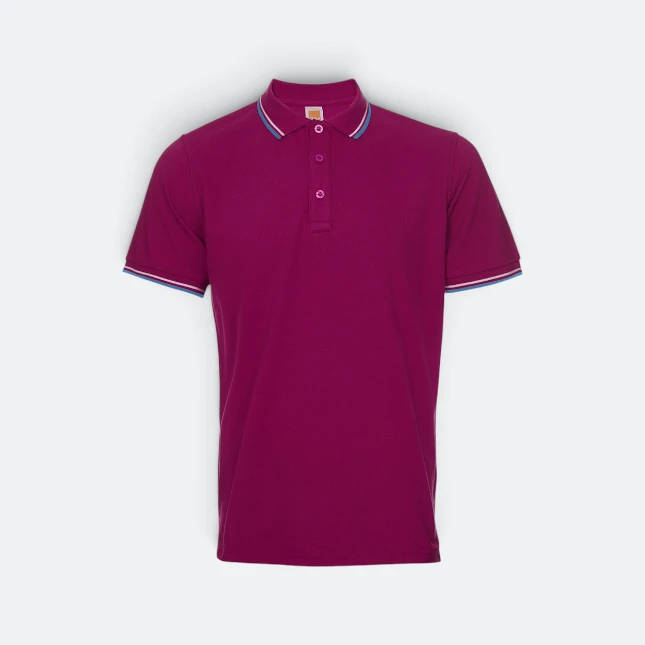 Hc24 honeycomb cvc polo shirt tipped collar and cuff maroon colour view