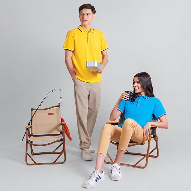 Hc24 honeycomb cvc polo shirt tipped collar and cuff worn by model