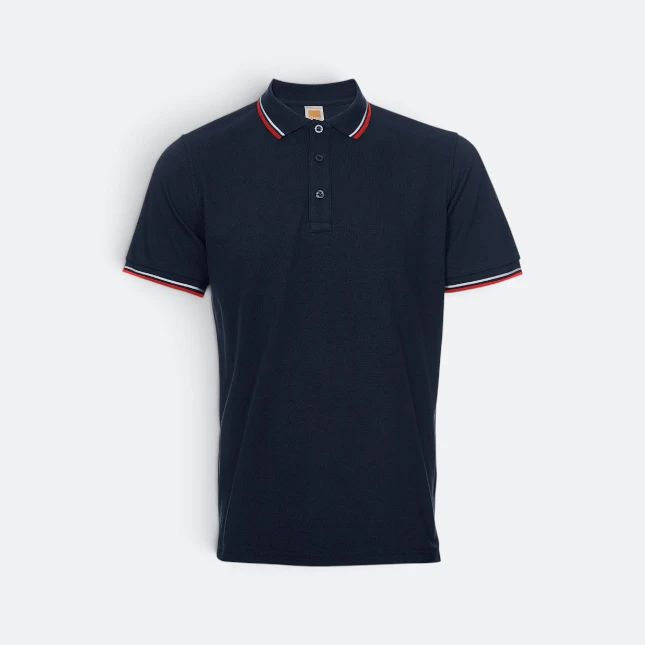 Hc24 honeycomb cvc polo shirt tipped collar and cuff navy-white-red colour view