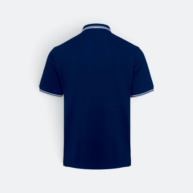Hc24 honeycomb cvc polo shirt tipped collar and cuff navy pro-white-grey back view