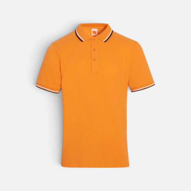 Hc24 honeycomb cvc polo shirt tipped collar and cuff orange colour view