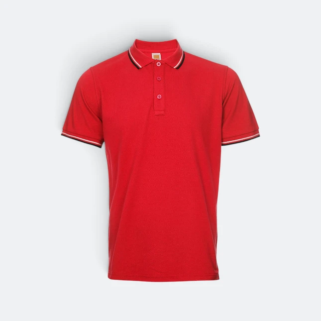 Hc24 honeycomb cvc polo shirt tipped collar and cuff red colour view