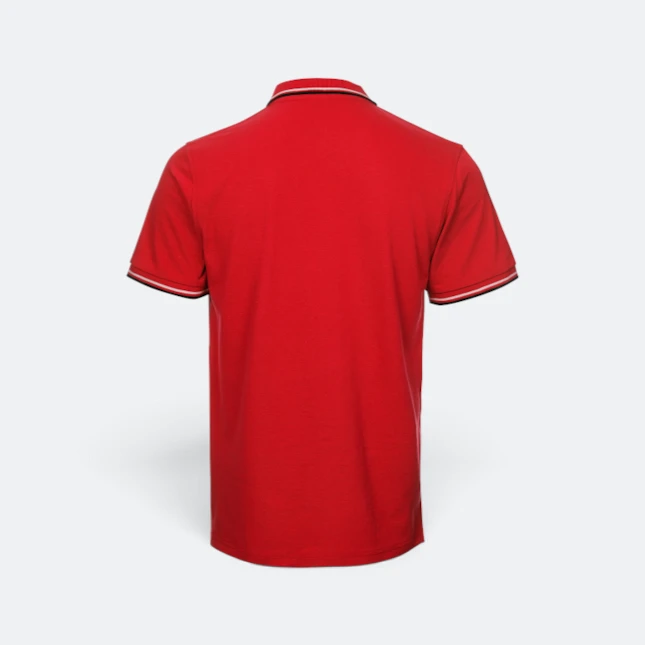 Hc24 honeycomb cvc polo shirt tipped collar and cuff red back view
