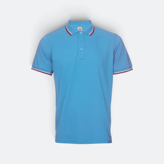 Hc24 honeycomb cvc polo shirt tipped collar and cuff sea blue colour view