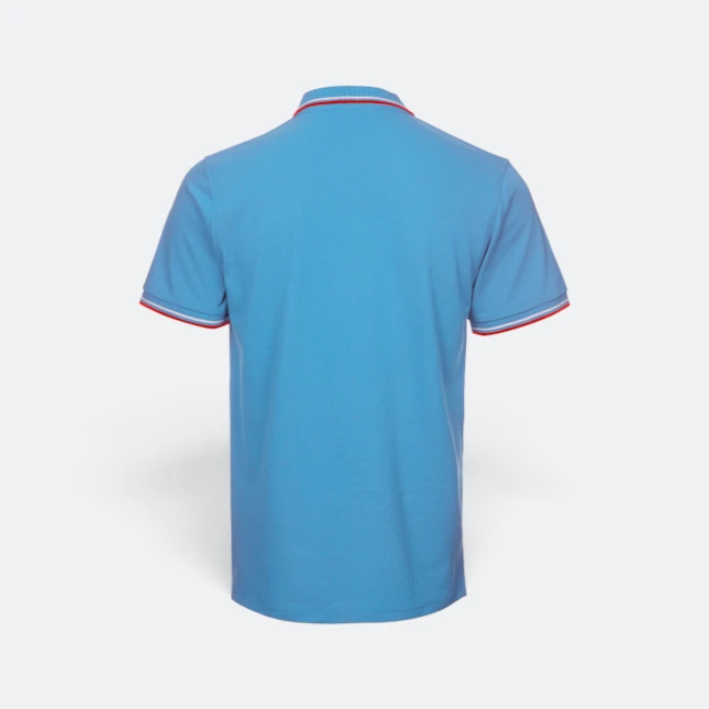 Hc24 honeycomb cvc polo shirt tipped collar and cuff sea blue back view