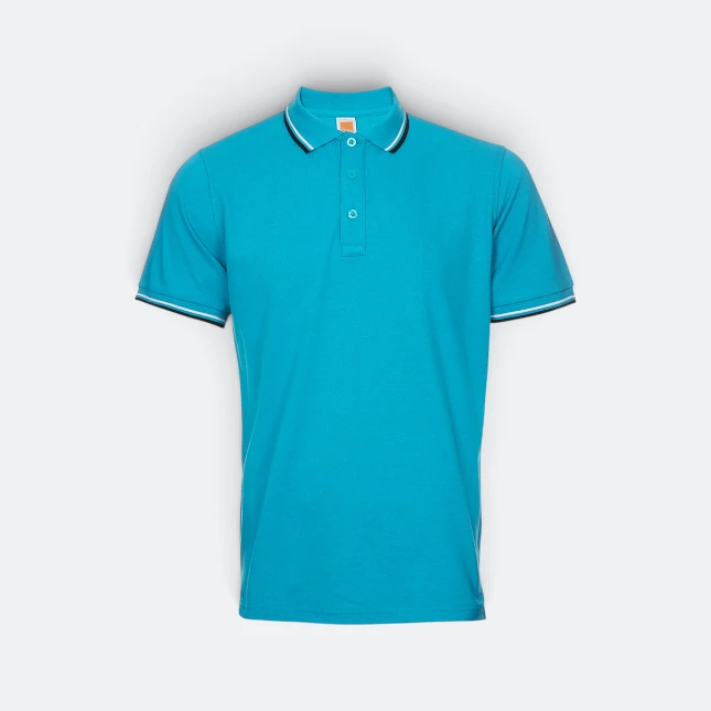 Hc24 honeycomb cvc polo shirt tipped collar and cuff turquoise colour view
