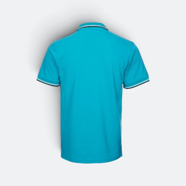 Hc24 honeycomb cvc polo shirt tipped collar and cuff turquoise back view