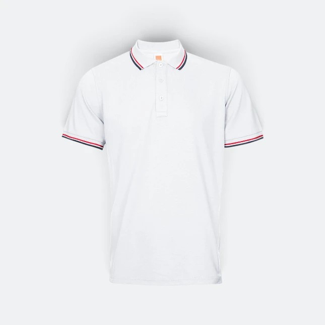 Hc24 honeycomb cvc polo shirt tipped collar and cuff white colour view