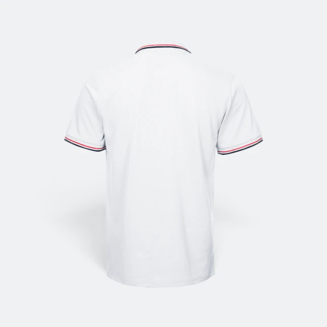 Hc24 honeycomb cvc polo shirt tipped collar and cuff white back view