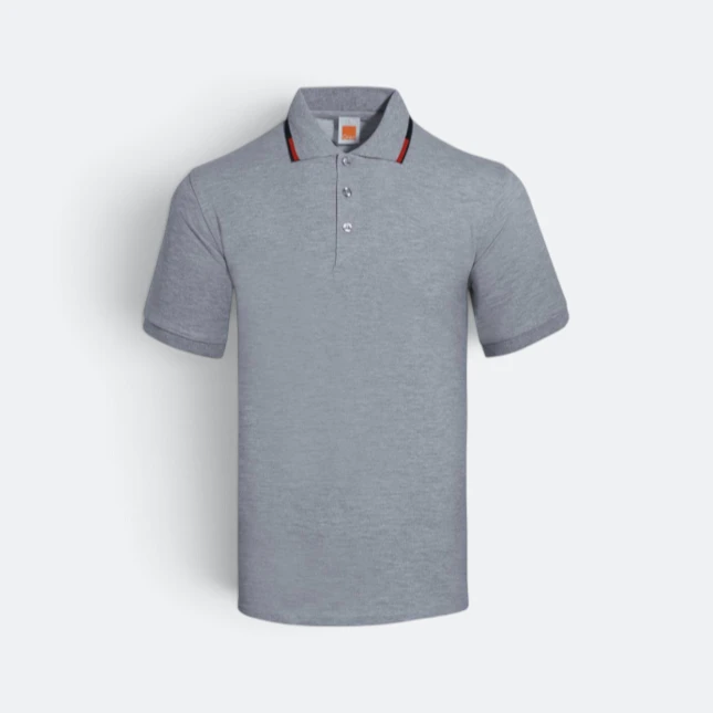 HC25 Honeycomb CVC Cut and Sew Polo Shirt Tipped Collar Ash Grey-Navy-Red Hc25 honeycomb cvc cut and sew polo shirt tipped collar ash grey-navy-red colour view