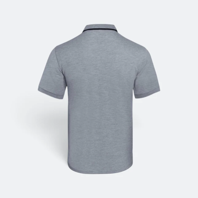 HC25 Honeycomb CVC Cut and Sew Polo Shirt Tipped Collar Ash Grey-Navy-Red Hc25 honeycomb cvc cut and sew polo shirt tipped collar ash grey-navy-red back view