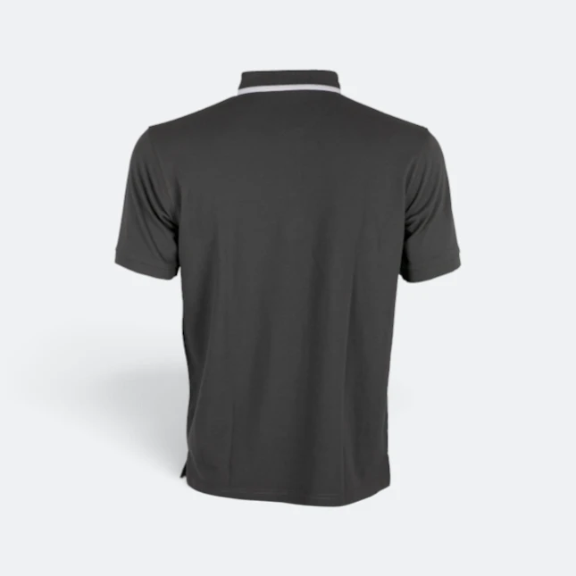 HC25 Honeycomb CVC Cut and Sew Polo Shirt Tipped Collar Dark Grey-White-Red Hc25 honeycomb cvc cut and sew polo shirt tipped collar dark grey-white-red back view