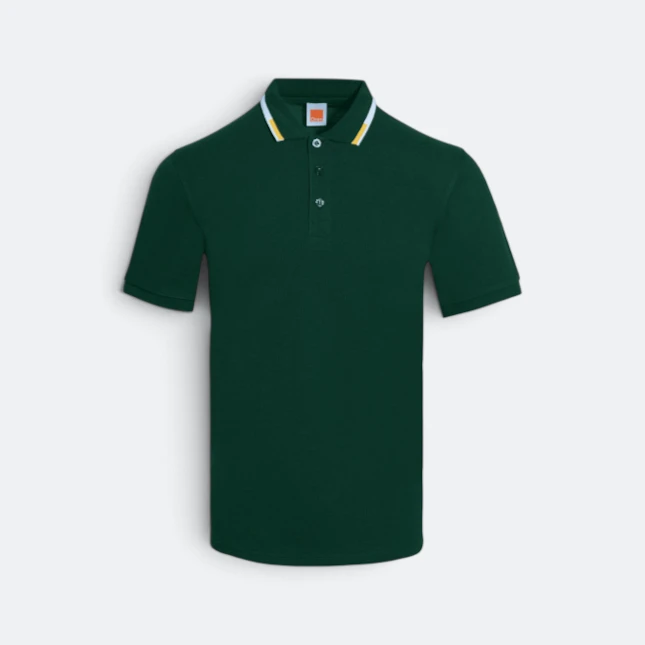 HC25 Honeycomb CVC Cut and Sew Polo Shirt Tipped Collar Forest Green-White-Golden Yellow Hc25 honeycomb cvc cut and sew polo shirt tipped collar forest green-white-golden yellow colour view