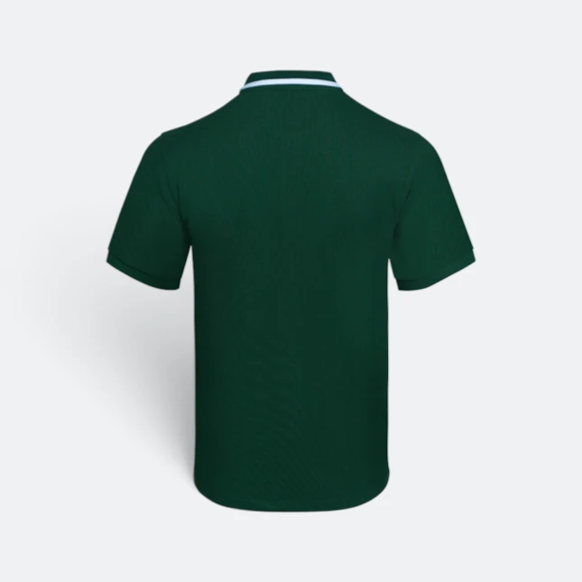 HC25 Honeycomb CVC Cut and Sew Polo Shirt Tipped Collar Forest Green-White-Golden Yellow Hc25 honeycomb cvc cut and sew polo shirt tipped collar forest green-white-golden yellow back view