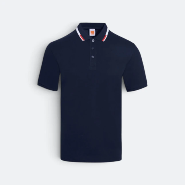 HC25 Honeycomb CVC Cut and Sew Polo Shirt Tipped Collar Navy-White-Red Hc25 honeycomb cvc cut and sew polo shirt tipped collar navy-white-red colour view