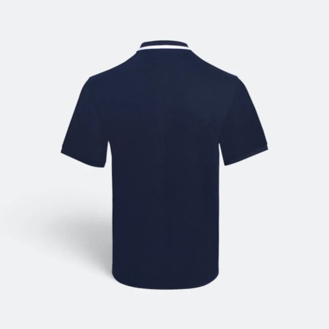HC25 Honeycomb CVC Cut and Sew Polo Shirt Tipped Collar Navy-White-Red Hc25 honeycomb cvc cut and sew polo shirt tipped collar navy-white-red back view