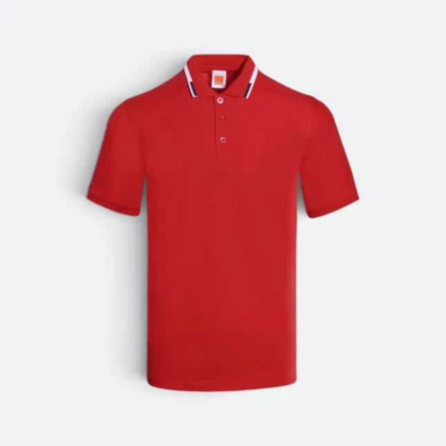 HC25 Honeycomb CVC Cut and Sew Polo Shirt Tipped Collar Red-White-Navy Hc25 honeycomb cvc cut and sew polo shirt tipped collar red-white-navy colour view