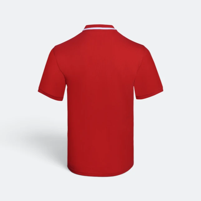 HC25 Honeycomb CVC Cut and Sew Polo Shirt Tipped Collar Red-White-Navy Hc25 honeycomb cvc cut and sew polo shirt tipped collar red-white-navy back view