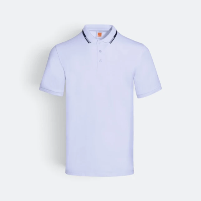 HC25 Honeycomb CVC Cut and Sew Polo Shirt Tipped Collar White-Navy-Light Blue Hc25 honeycomb cvc cut and sew polo shirt tipped collar white-navy-light blue colour view