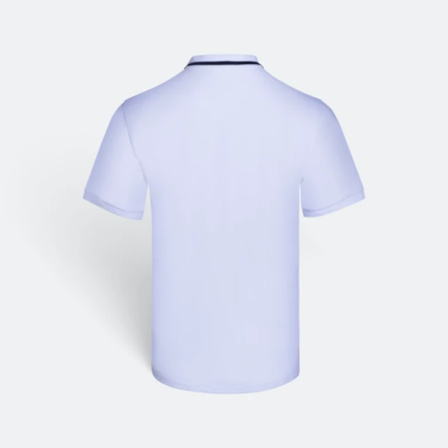 HC25 Honeycomb CVC Cut and Sew Polo Shirt Tipped Collar White-Navy-Light Blue Hc25 honeycomb cvc cut and sew polo shirt tipped collar white-navy-light blue back view