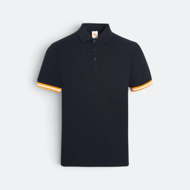 Hc26 honeycomb cvc short sleeve polo shirt contrast trim black-gold-white colour view