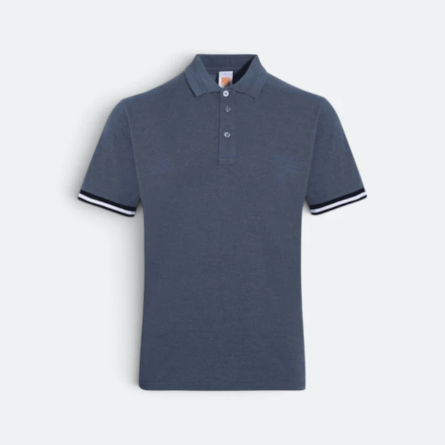 Hc26 honeycomb cvc short sleeve polo shirt contrast trim dark grey melange-black-white colour view