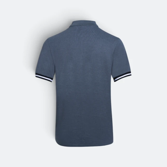 Hc26 honeycomb cvc short sleeve polo shirt contrast trim dark grey melange-black-white back view