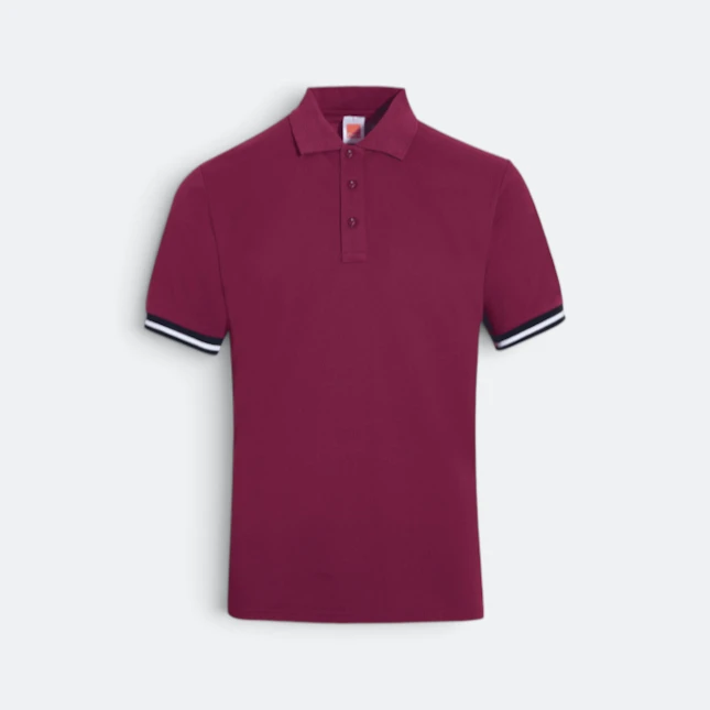Hc26 honeycomb cvc short sleeve polo shirt contrast trim maroon-navy-white colour view