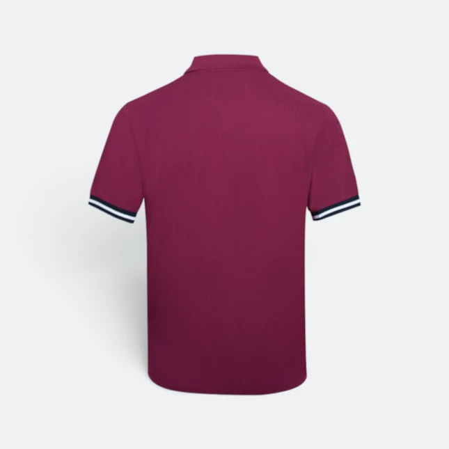 Hc26 honeycomb cvc short sleeve polo shirt contrast trim maroon-navy-white back view