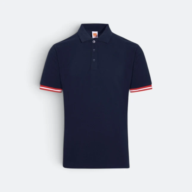 Hc26 honeycomb cvc short sleeve polo shirt contrast trim navy-red-white colour view