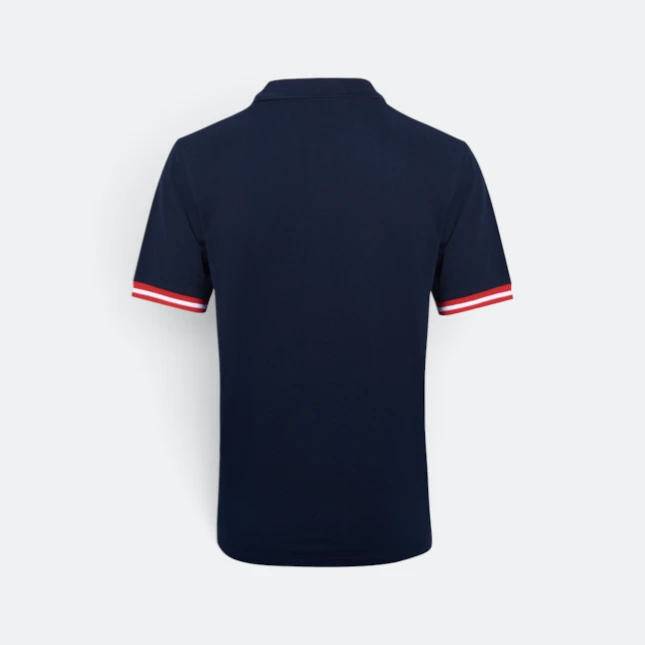 Hc26 honeycomb cvc short sleeve polo shirt contrast trim navy-red-white back view