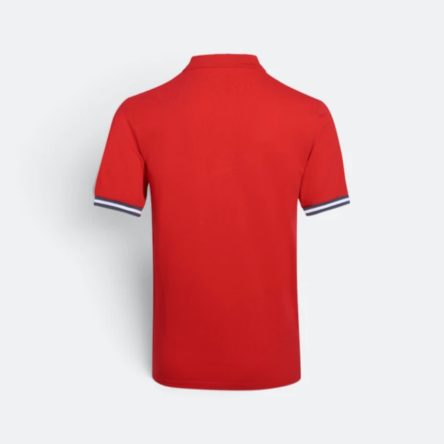 Hc26 honeycomb cvc short sleeve polo shirt contrast trim red-dark grey-white back view