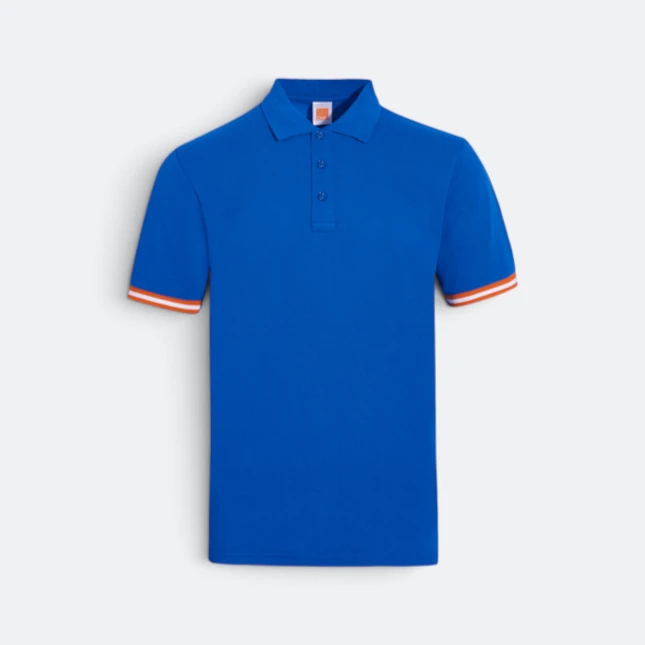 Hc26 honeycomb cvc short sleeve polo shirt contrast trim royal-orange-white colour view